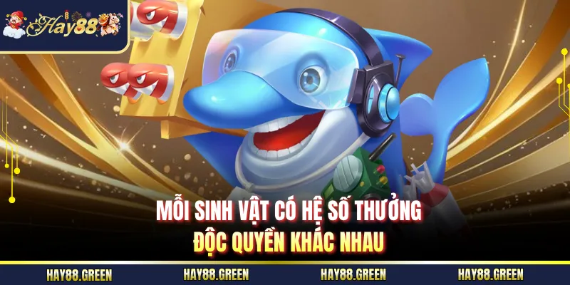 Mỗi sinh vật có hệ số thưởng độc quyền khác nhau